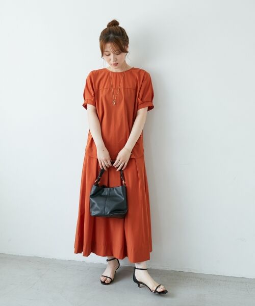 le.coeur blanc / ルクールブラン ロング・マキシ丈スカート | 《接触冷感》ナイロンストレッチタックギャザースカート | 詳細5