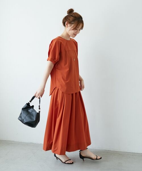 le.coeur blanc / ルクールブラン ロング・マキシ丈スカート | 《接触冷感》ナイロンストレッチタックギャザースカート | 詳細7