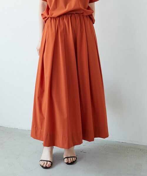 le.coeur blanc / ルクールブラン ロング・マキシ丈スカート | 《接触冷感》ナイロンストレッチタックギャザースカート | 詳細9