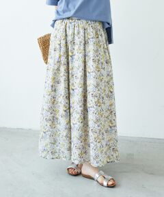 le.coeur blanc / ルクールブラン ロング・マキシ丈スカート | 《手洗い可能》フラワープリントギャザーフレアスカート