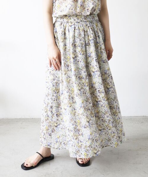 le.coeur blanc / ルクールブラン ロング・マキシ丈スカート | 《手洗い可能》フラワープリントギャザーフレアスカート | 詳細16