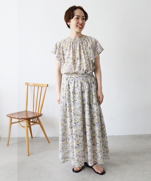 le.coeur blanc / ルクールブラン ロング・マキシ丈スカート | 《手洗い可能》フラワープリントギャザーフレアスカート | 詳細17