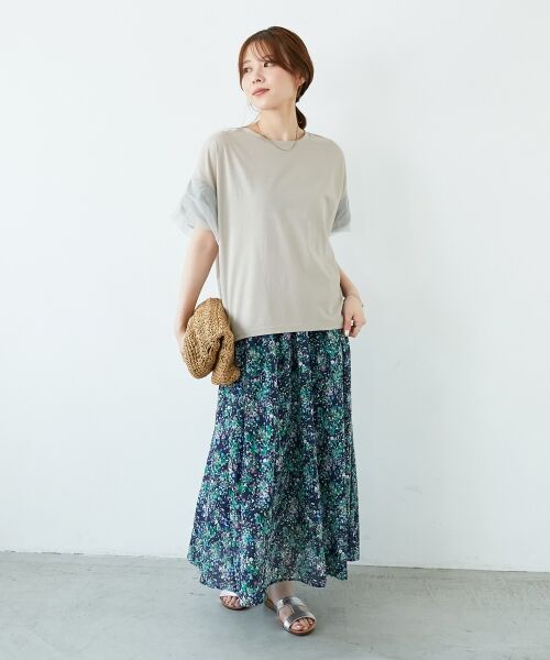 le.coeur blanc / ルクールブラン ロング・マキシ丈スカート | 《手洗い可能》フラワープリントギャザーフレアスカート | 詳細21