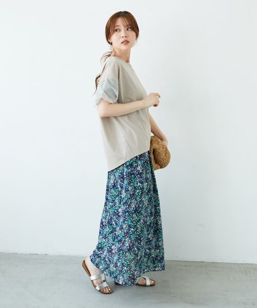 le.coeur blanc / ルクールブラン ロング・マキシ丈スカート | 《手洗い可能》フラワープリントギャザーフレアスカート | 詳細22