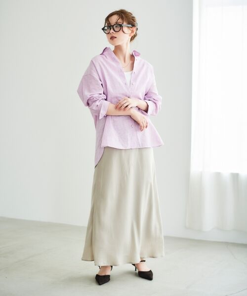 le.coeur blanc / ルクールブラン ロング・マキシ丈スカート | 《手洗い可能》キュプラフィブリルナロースカート | 詳細10