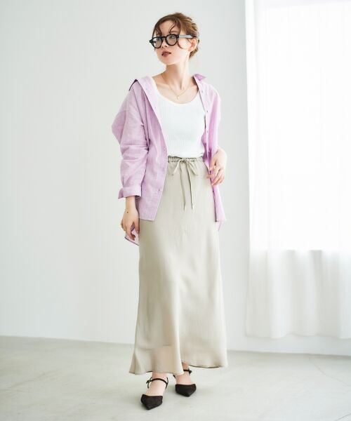 le.coeur blanc / ルクールブラン ロング・マキシ丈スカート | 《手洗い可能》キュプラフィブリルナロースカート | 詳細13