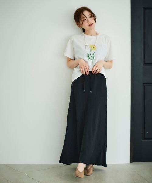 le.coeur blanc / ルクールブラン ロング・マキシ丈スカート | 《手洗い可能》キュプラフィブリルナロースカート | 詳細26