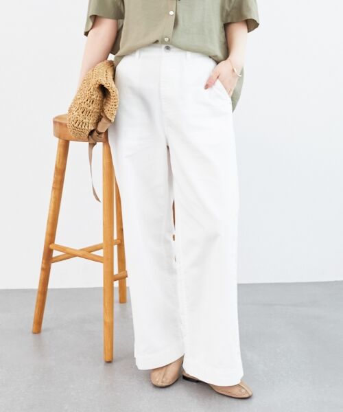 le.coeur blanc / ルクールブラン デニムパンツ | 《軽めな素材で夏も快適》ライトオンスデニムワイドパンツ(ホワイト)