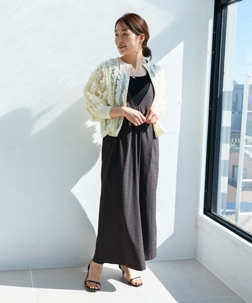 le.coeur blanc / ルクールブラン ロング・マキシ丈ワンピース | ナイロンVネックキャミワンピース | 詳細12