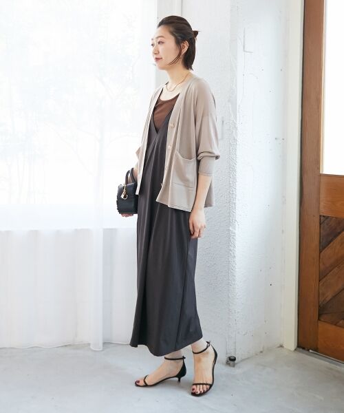 le.coeur blanc / ルクールブラン ロング・マキシ丈ワンピース | ナイロンVネックキャミワンピース | 詳細16