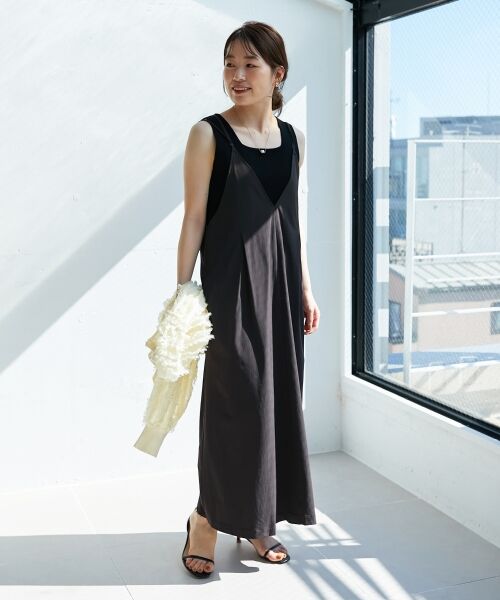le.coeur blanc / ルクールブラン ロング・マキシ丈ワンピース | ナイロンVネックキャミワンピース | 詳細2