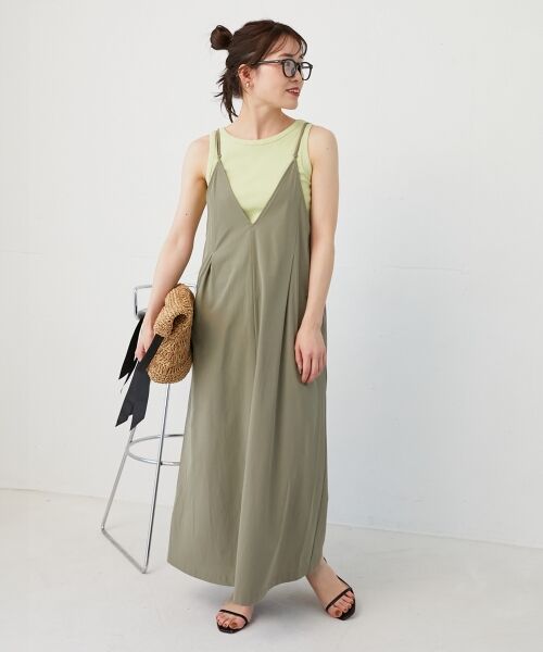 le.coeur blanc / ルクールブラン ロング・マキシ丈ワンピース | ナイロンVネックキャミワンピース | 詳細21
