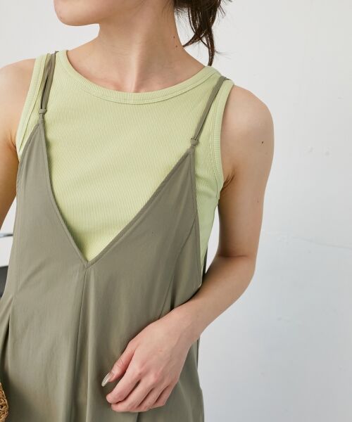 le.coeur blanc / ルクールブラン ロング・マキシ丈ワンピース | ナイロンVネックキャミワンピース | 詳細23