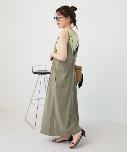 le.coeur blanc / ルクールブラン ロング・マキシ丈ワンピース | ナイロンVネックキャミワンピース | 詳細24