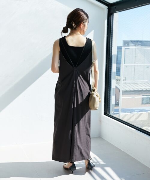 le.coeur blanc / ルクールブラン ロング・マキシ丈ワンピース | ナイロンVネックキャミワンピース | 詳細5