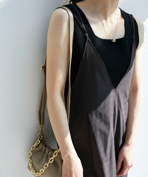 le.coeur blanc / ルクールブラン ロング・マキシ丈ワンピース | ナイロンVネックキャミワンピース | 詳細7