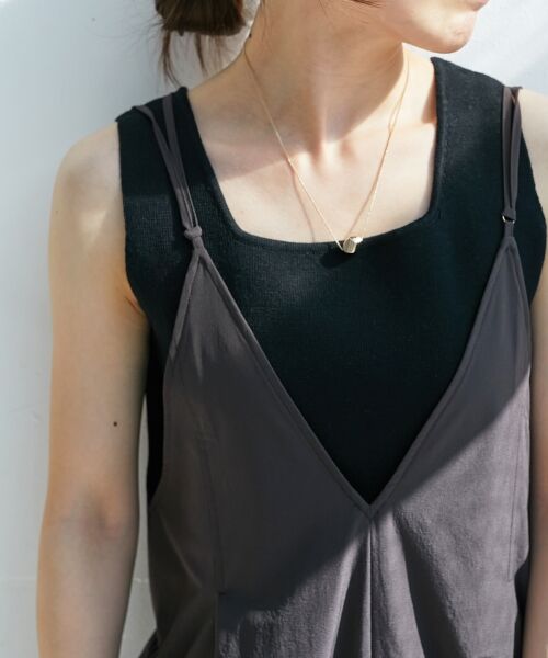 le.coeur blanc / ルクールブラン ロング・マキシ丈ワンピース | ナイロンVネックキャミワンピース | 詳細8