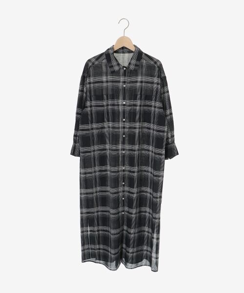 le.coeur blanc / ルクールブラン ロング・マキシ丈ワンピース | シアーチェックシャツワンピース | 詳細1