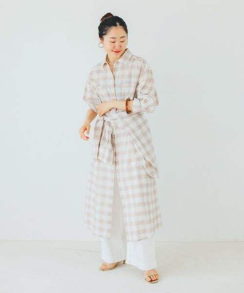 le.coeur blanc / ルクールブラン ロング・マキシ丈ワンピース | シアーチェックシャツワンピース | 詳細11