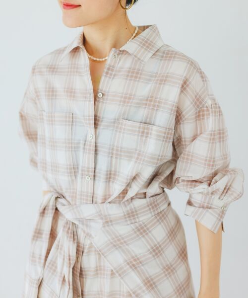 le.coeur blanc / ルクールブラン ロング・マキシ丈ワンピース | シアーチェックシャツワンピース | 詳細12