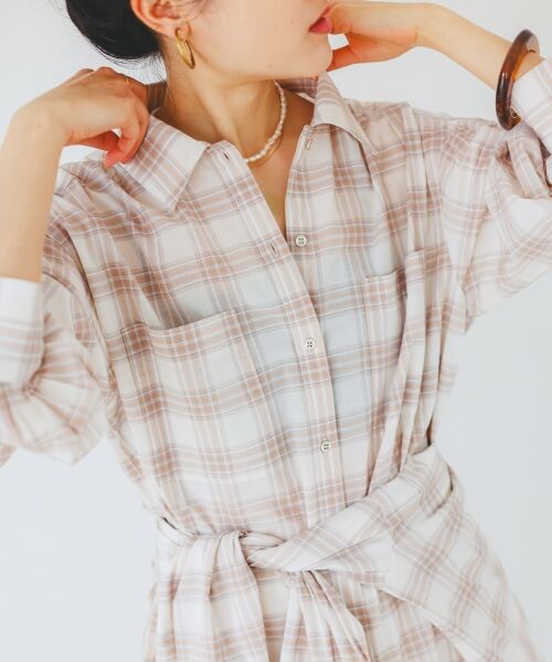 le.coeur blanc / ルクールブラン ロング・マキシ丈ワンピース | シアーチェックシャツワンピース | 詳細14