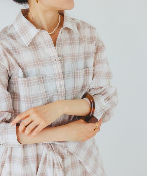 le.coeur blanc / ルクールブラン ロング・マキシ丈ワンピース | シアーチェックシャツワンピース | 詳細15