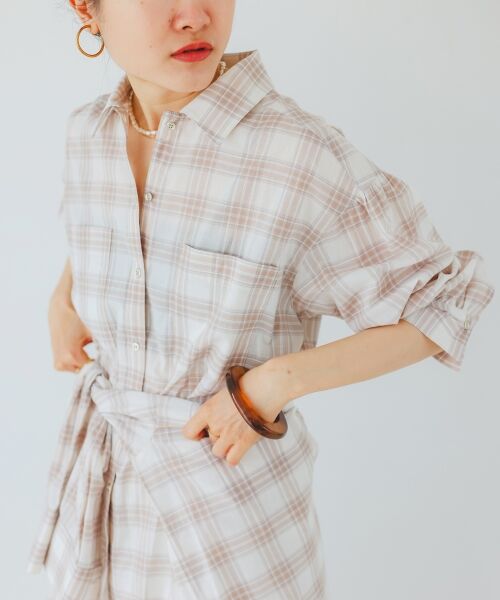 le.coeur blanc / ルクールブラン ロング・マキシ丈ワンピース | シアーチェックシャツワンピース | 詳細16