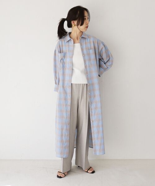 le.coeur blanc / ルクールブラン ロング・マキシ丈ワンピース | シアーチェックシャツワンピース | 詳細22