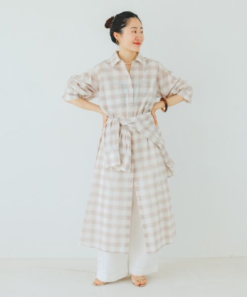 le.coeur blanc / ルクールブラン ロング・マキシ丈ワンピース | シアーチェックシャツワンピース | 詳細6