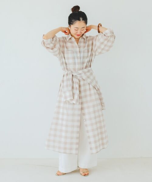 le.coeur blanc / ルクールブラン ロング・マキシ丈ワンピース | シアーチェックシャツワンピース | 詳細7