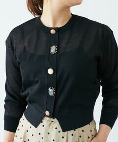 le.coeur blanc / ルクールブラン カーディガン・ボレロ | 《手洗い可能》TORRAZZO DONNAビジュー釦カーデ