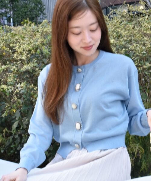 le.coeur blanc / ルクールブラン カーディガン・ボレロ | 《手洗い可能》TORRAZZO DONNAビジュー釦カーデ | 詳細11