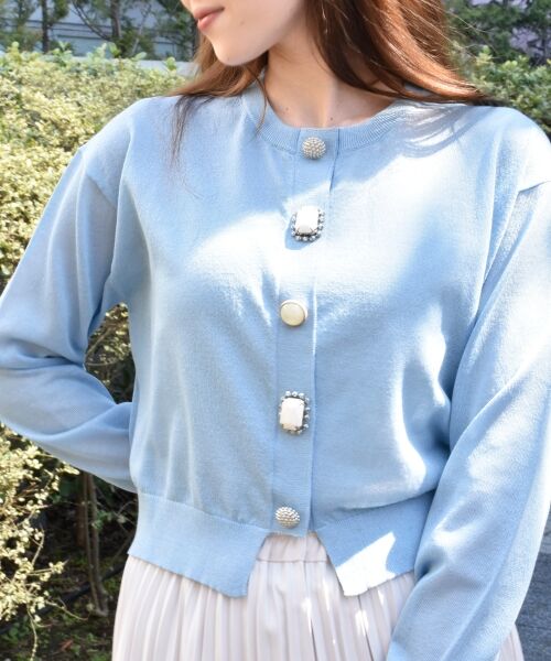 le.coeur blanc / ルクールブラン カーディガン・ボレロ | 《手洗い可能》TORRAZZO DONNAビジュー釦カーデ | 詳細20