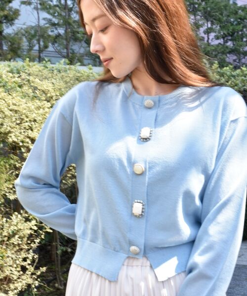 le.coeur blanc / ルクールブラン カーディガン・ボレロ | 《手洗い可能》TORRAZZO DONNAビジュー釦カーデ | 詳細21
