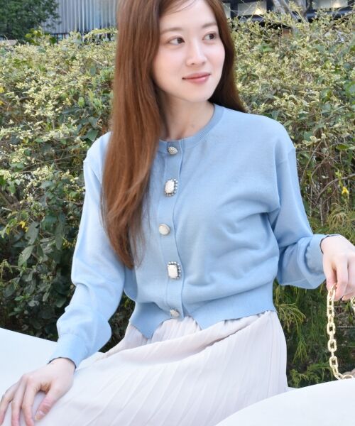 le.coeur blanc / ルクールブラン カーディガン・ボレロ | 《手洗い可能》TORRAZZO DONNAビジュー釦カーデ | 詳細8