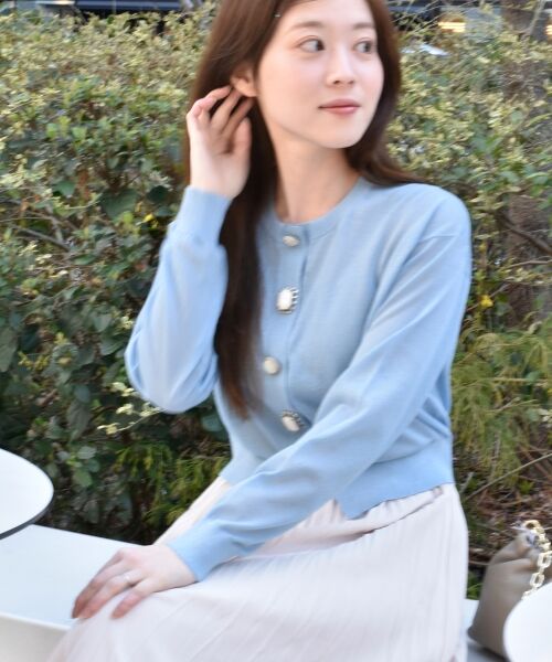 le.coeur blanc / ルクールブラン カーディガン・ボレロ | 《手洗い可能》TORRAZZO DONNAビジュー釦カーデ | 詳細9