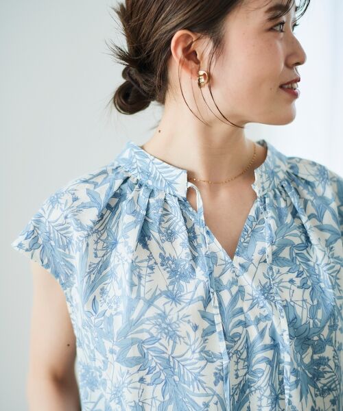 le.coeur blanc / ルクールブラン シャツ・ブラウス | ボタニカルプリントリボンフレンチブラウス | 詳細5