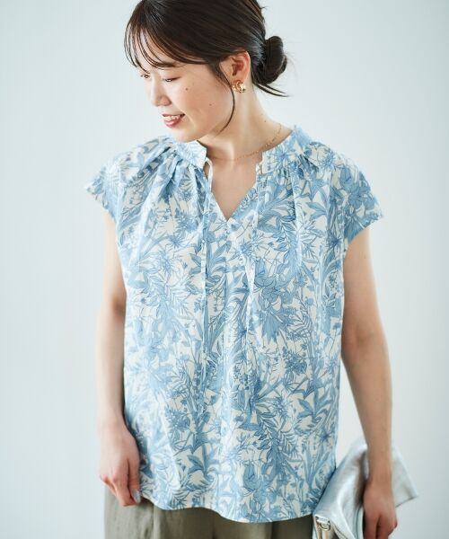 le.coeur blanc / ルクールブラン シャツ・ブラウス | ボタニカルプリントリボンフレンチブラウス | 詳細6