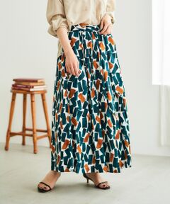 le.coeur blanc / ルクールブラン ロング・マキシ丈スカート | 幾何柄プリントリボン付ロングスカート
