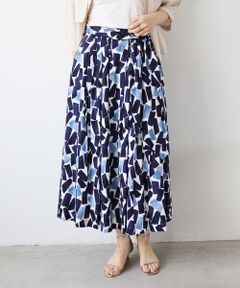 le.coeur blanc / ルクールブラン ロング・マキシ丈スカート | 幾何柄プリントリボン付ロングスカート