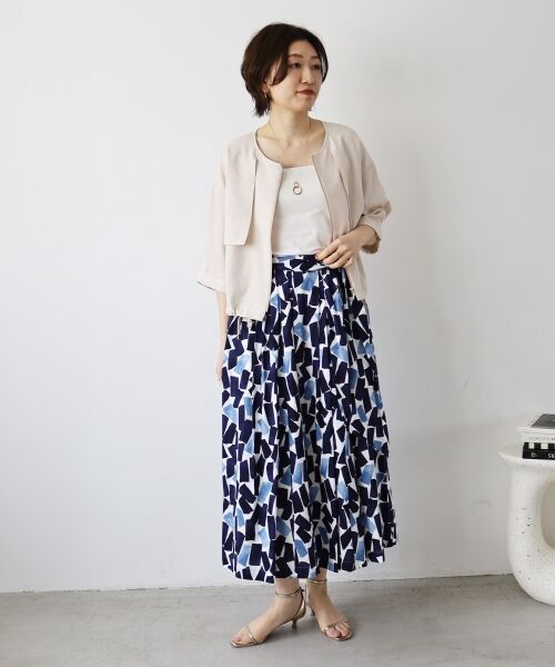 le.coeur blanc / ルクールブラン ロング・マキシ丈スカート | 幾何柄プリントリボン付ロングスカート | 詳細13