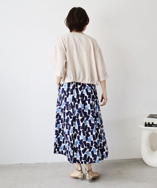 le.coeur blanc / ルクールブラン ロング・マキシ丈スカート | 幾何柄プリントリボン付ロングスカート | 詳細14