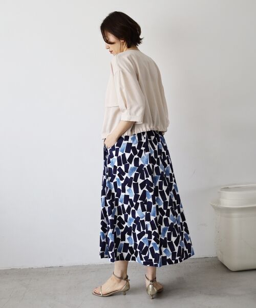 le.coeur blanc / ルクールブラン ロング・マキシ丈スカート | 幾何柄プリントリボン付ロングスカート | 詳細15