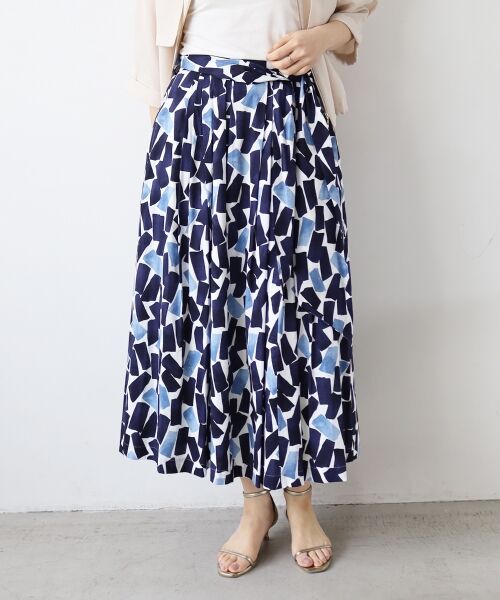 le.coeur blanc / ルクールブラン ロング・マキシ丈スカート | 幾何柄プリントリボン付ロングスカート | 詳細16