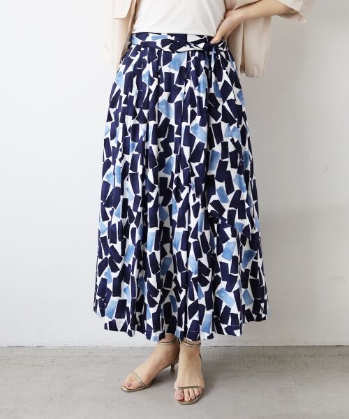 le.coeur blanc / ルクールブラン ロング・マキシ丈スカート | 幾何柄プリントリボン付ロングスカート | 詳細17