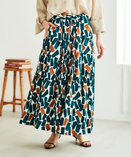le.coeur blanc / ルクールブラン ロング・マキシ丈スカート | 幾何柄プリントリボン付ロングスカート | 詳細6