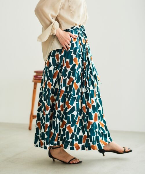 le.coeur blanc / ルクールブラン ロング・マキシ丈スカート | 幾何柄プリントリボン付ロングスカート | 詳細7