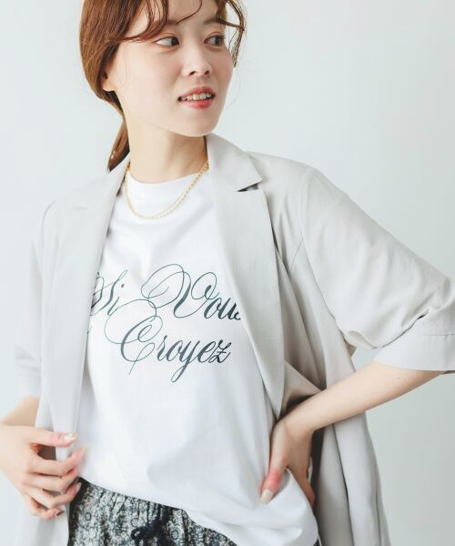 le.coeur blanc / ルクールブラン Tシャツ | 《手洗い可能》ニュアンスロゴTシャツ | 詳細2