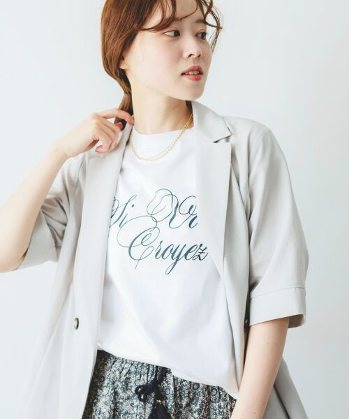 le.coeur blanc / ルクールブラン Tシャツ | 《手洗い可能》ニュアンスロゴTシャツ | 詳細4