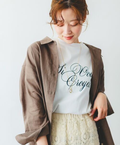 le.coeur blanc / ルクールブラン Tシャツ | 《手洗い可能》ニュアンスロゴTシャツ | 詳細8
